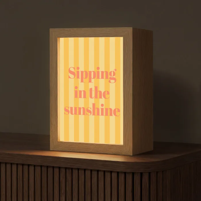 Gestreept - Geel - Sunshine - Letters Light Box met kabel (Tafellamp) klein -z3d_website