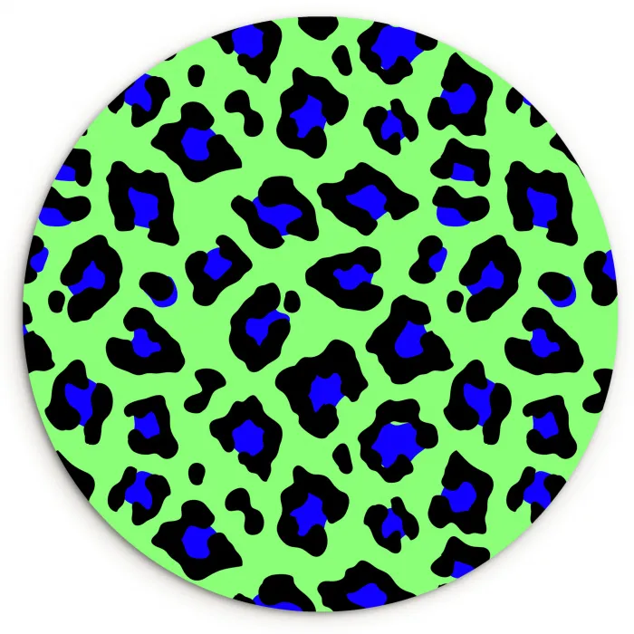 Panterprint - Blauw - Groen Wandcirkel plexiglas klein 852 -3d