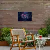 Wereldkaart - Futuristisch - Oranje Tuinposter op houten frame 2 cm dik klein -sfeer3