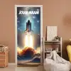 Raket die opstijgt in de ruimte met de tekst “Deze kamer is van: jouw naam”. deurposter klein -sfeer1