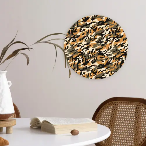 Camouflage - Aardetinten - Patroon Wandcirkel plexiglas klein 852 -sfeer4