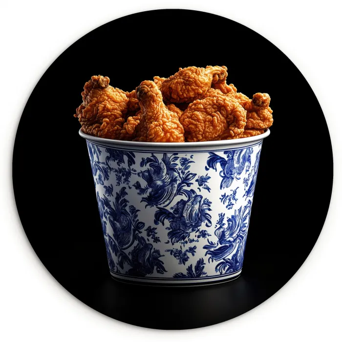 Kip - Bucket - Delfts blauw - Lekker Wandcirkel kunststof plaat 5mm dik klein -3d