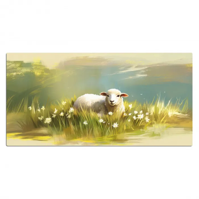 Schaap - Weide - Groen Muismat XXL klein -3d_leeg