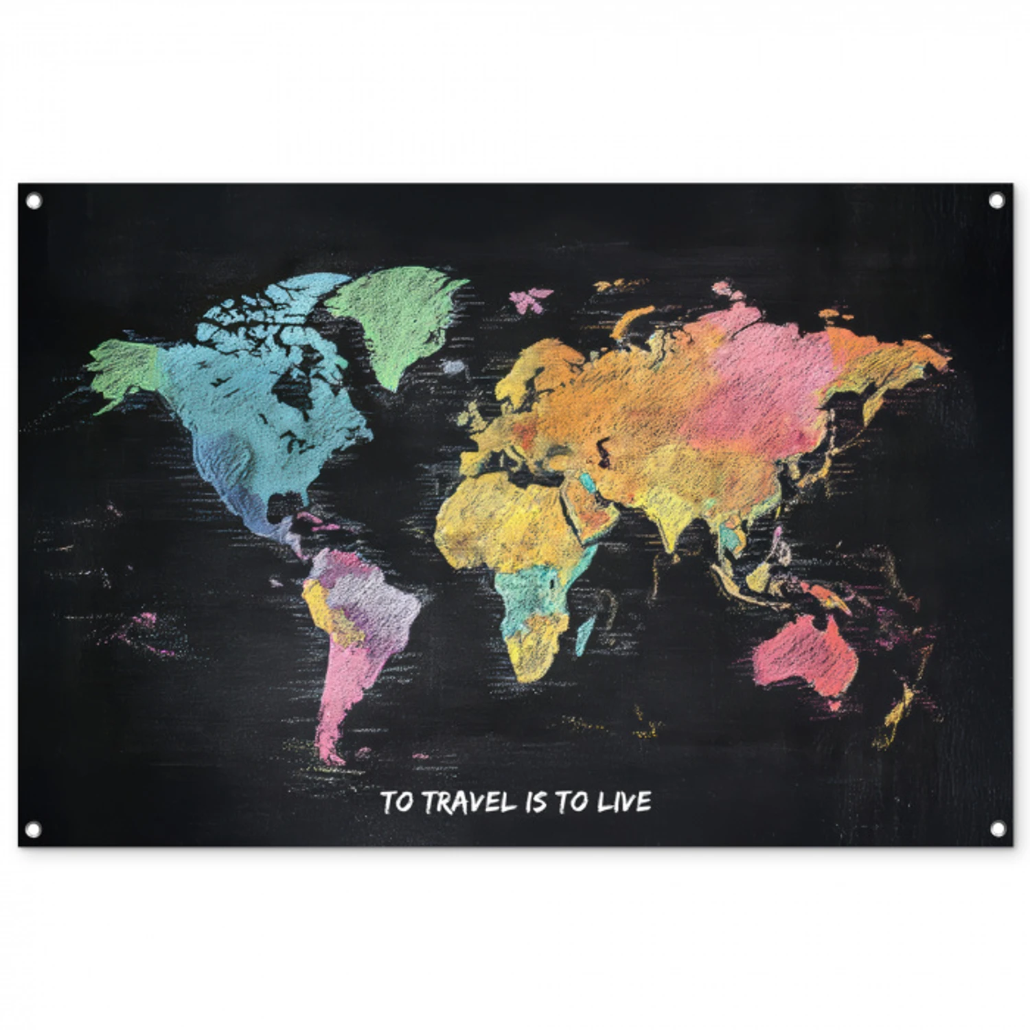 Kaart - Krijt - Regenboog - Quote tuinposter los doek groot -3d