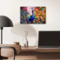 Pauw - Dieren - Schilderij - Regenboog aluminium wit klein -sfeer5