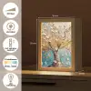 Boom - Blauw - Goud - Abstract - Modern Light Box met kabel (Tafellamp) klein -USP_NL