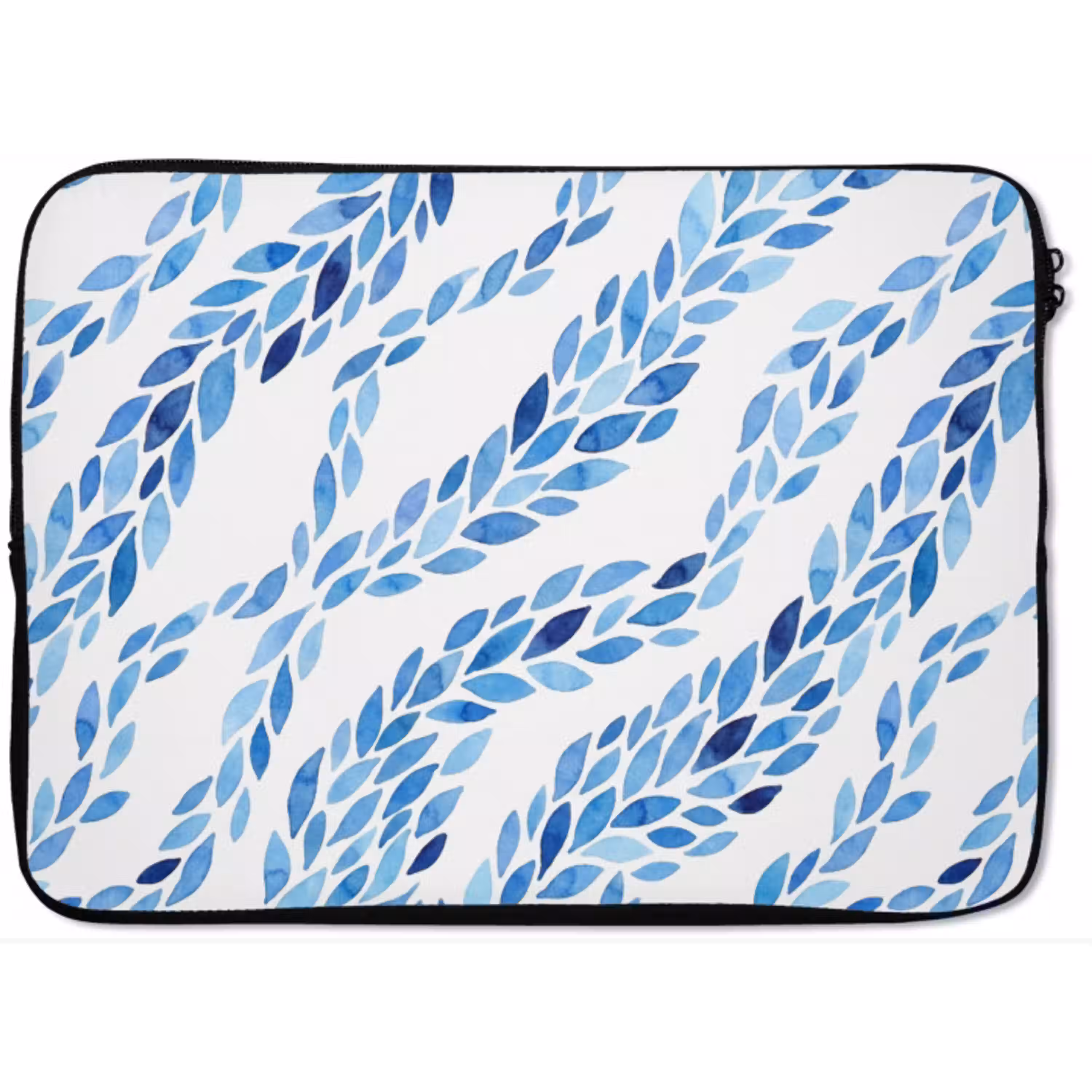 Bladeren - Aquarel - Patroon - Modern - Blauw laptophoes neopreen klein -zkaufland3dotto