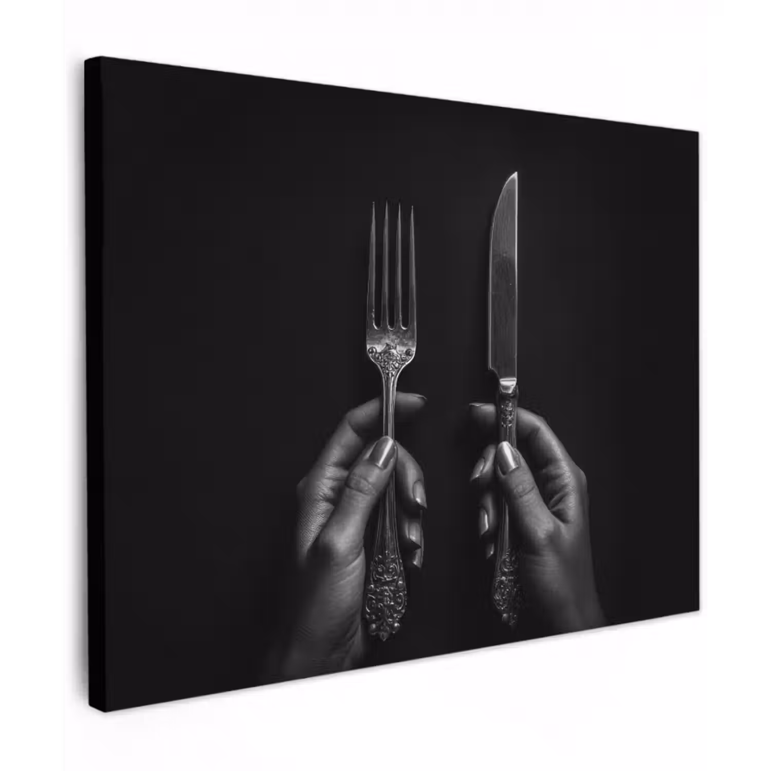 Canvas schilderij - Bestek - Zwart - Wit