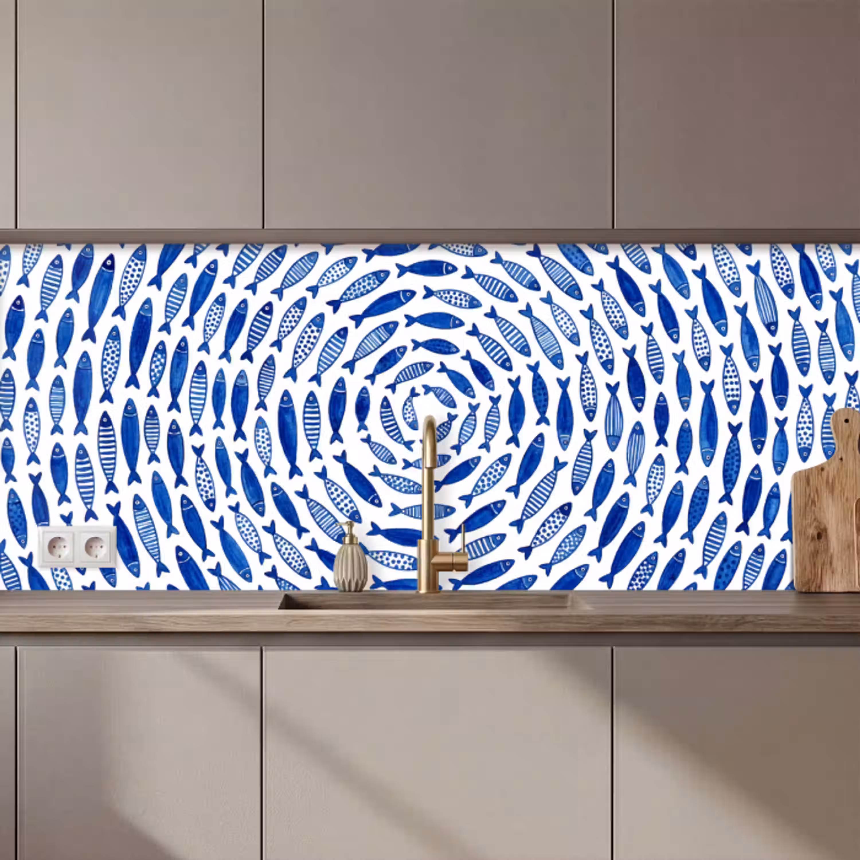 Vis - Patroon - Onderwater - Abstract - Blauw keuken achterwand 2 middel zz_3dshopping