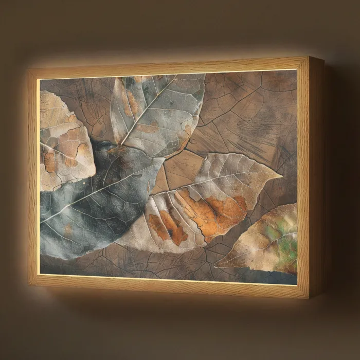 Bladeren - Bruin - Herfst - Natuur Light Box met batterij (Wandlamp) middel -z3d_website