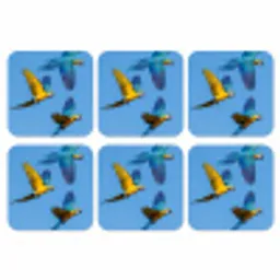Papagaai - Vliegen - Blauw - Geel onderzetter kurk middel -3d