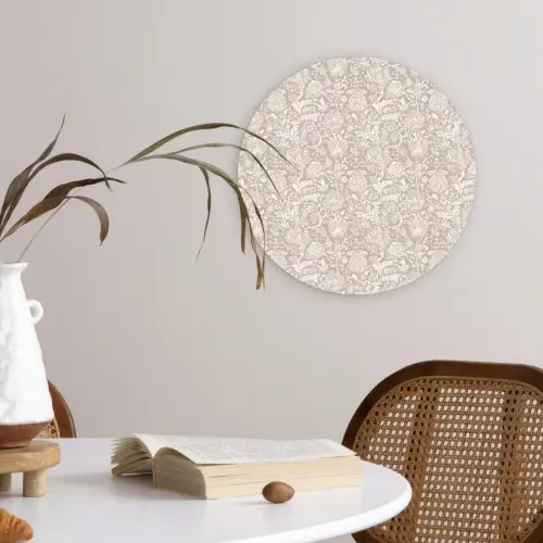 Bloemenprint - Grijs - Crème Wandcirkel plexiglas klein 852 -sfeer4