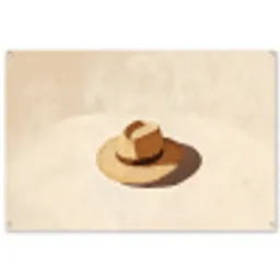 Hoed - Minimalistisch - Schaduw - Beige tuinposter los doek groot -3d