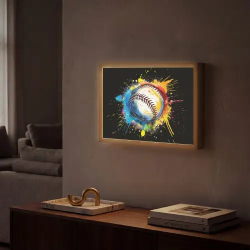 Graffiti - Sport - Baseball - Honkbal Light Box met batterij (Wandlamp) middel -sfeer1
