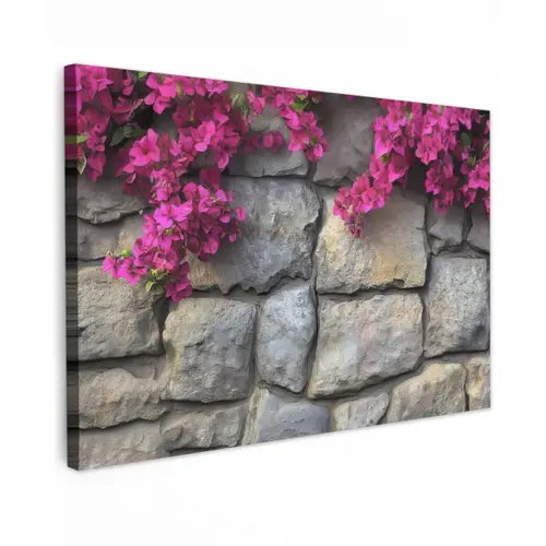 Bougainvillea - Stenen Muur - Roze canvas 2cm klein -z3d