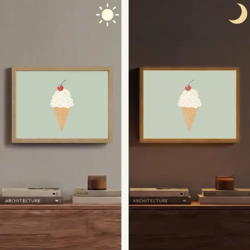 Illustratie - Ijsje - Spikkels - Kers Light Box met batterij (Wandlamp) middel -sfeer3