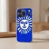 Zon - Gezicht - Penseelstructuur - Blauw Telefoonhoesje iPhone 17 Pro klein -sfeer2