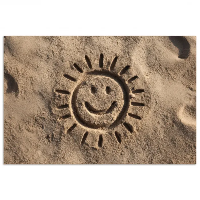 Gezichtje - Zon - Zand - Getekend poster papier klein -3d