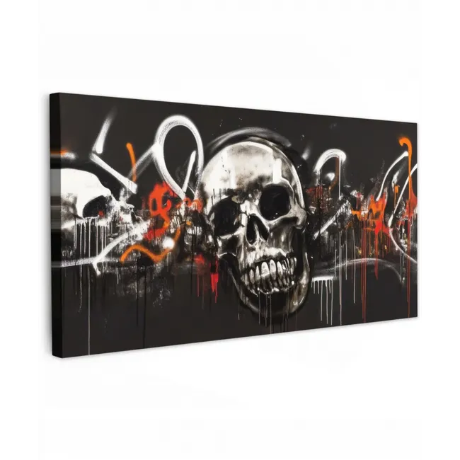 Schedels - Kunst - Donker - Rood Tuinposter op houten frame 2 cm dik xxl -3d