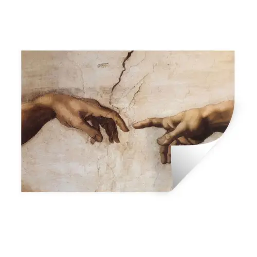 Adam - Michelangelo - Schilderij - Creation of Adam Muursticker klein -3d
