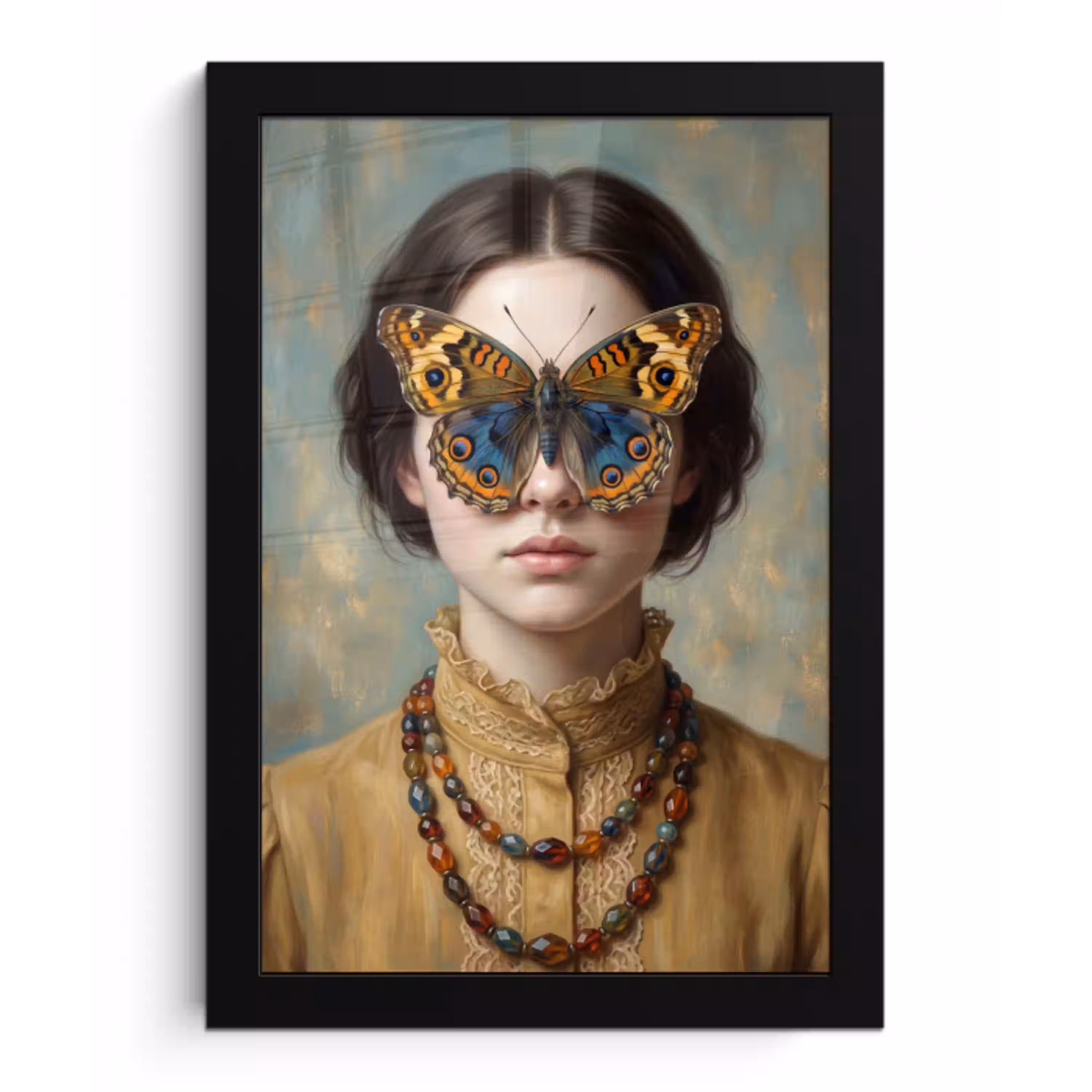 Portret - Vlinder - Kleurrijk fotolijst zwart zonder passe partout klein -3d