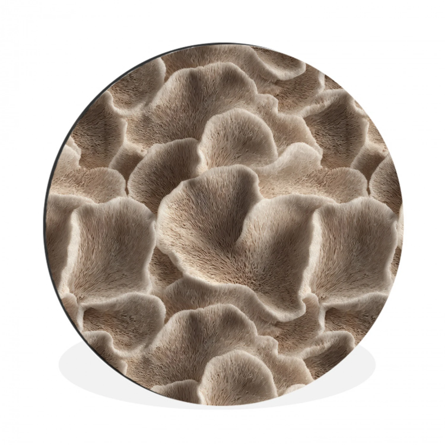 Waaiervorm - Beige - Vezel textuur Wandcirkel aluminium klein 190 -3d