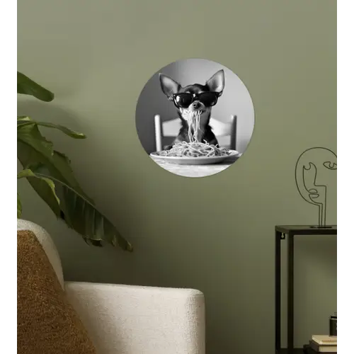Chihuahua - Hond - Zonnebril - Humoristisch - Zwart - Wit - Spaghetti Wandcirkel behangsticker klein -sfeer2