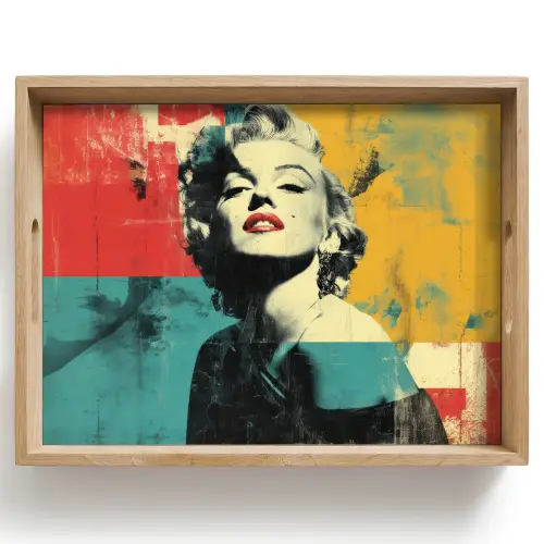 Vrouw - Rode lippen - Abstracte kleurvlakken - Popartuistraling Dienblad Rechthoek middel -z3d_shopping