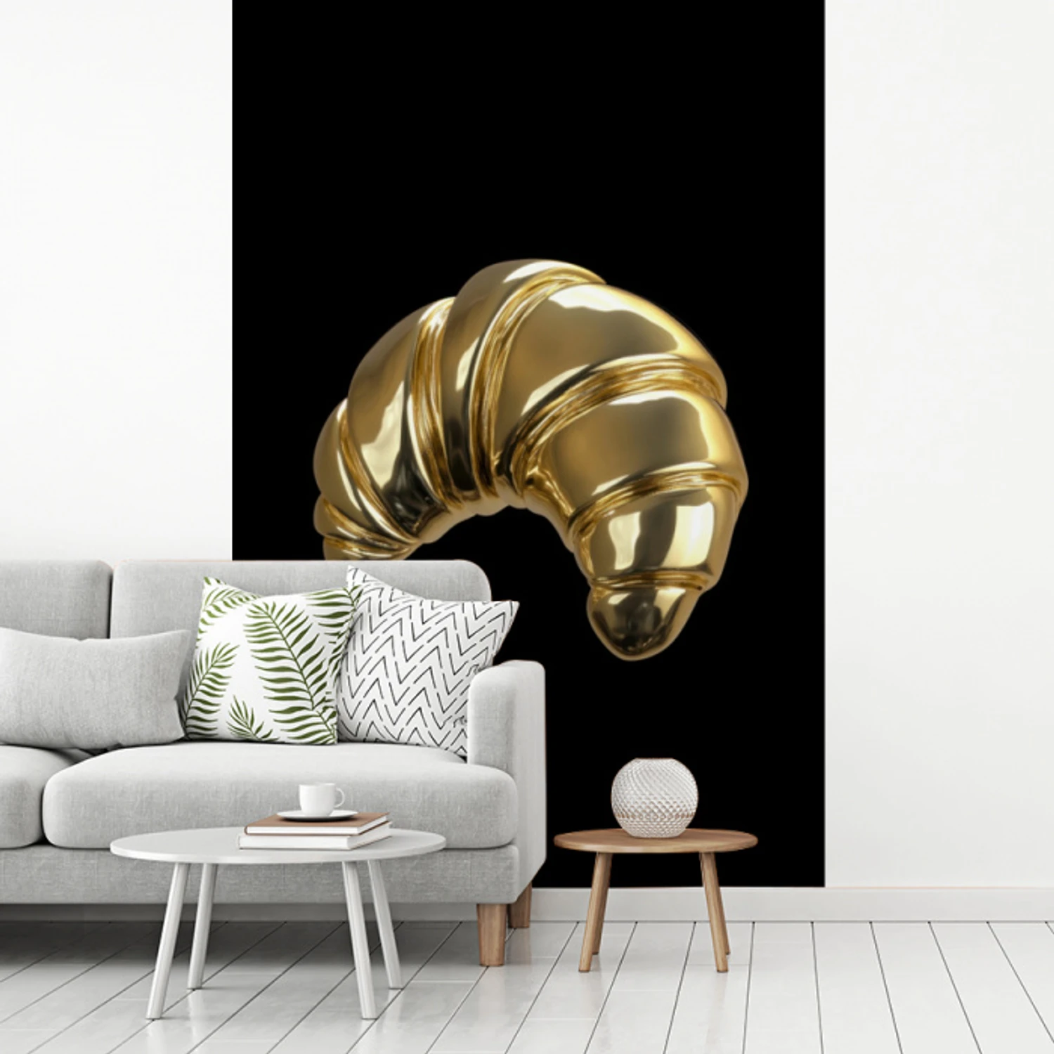 Croissant - Brood - Goud - Zwart fotobehang vinyl groot -woonkamer