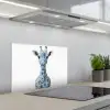 Giraffe - Delfts blauw - Dieren - Minimalistisch keuken achterwand spatscherm klein -3d_schuin