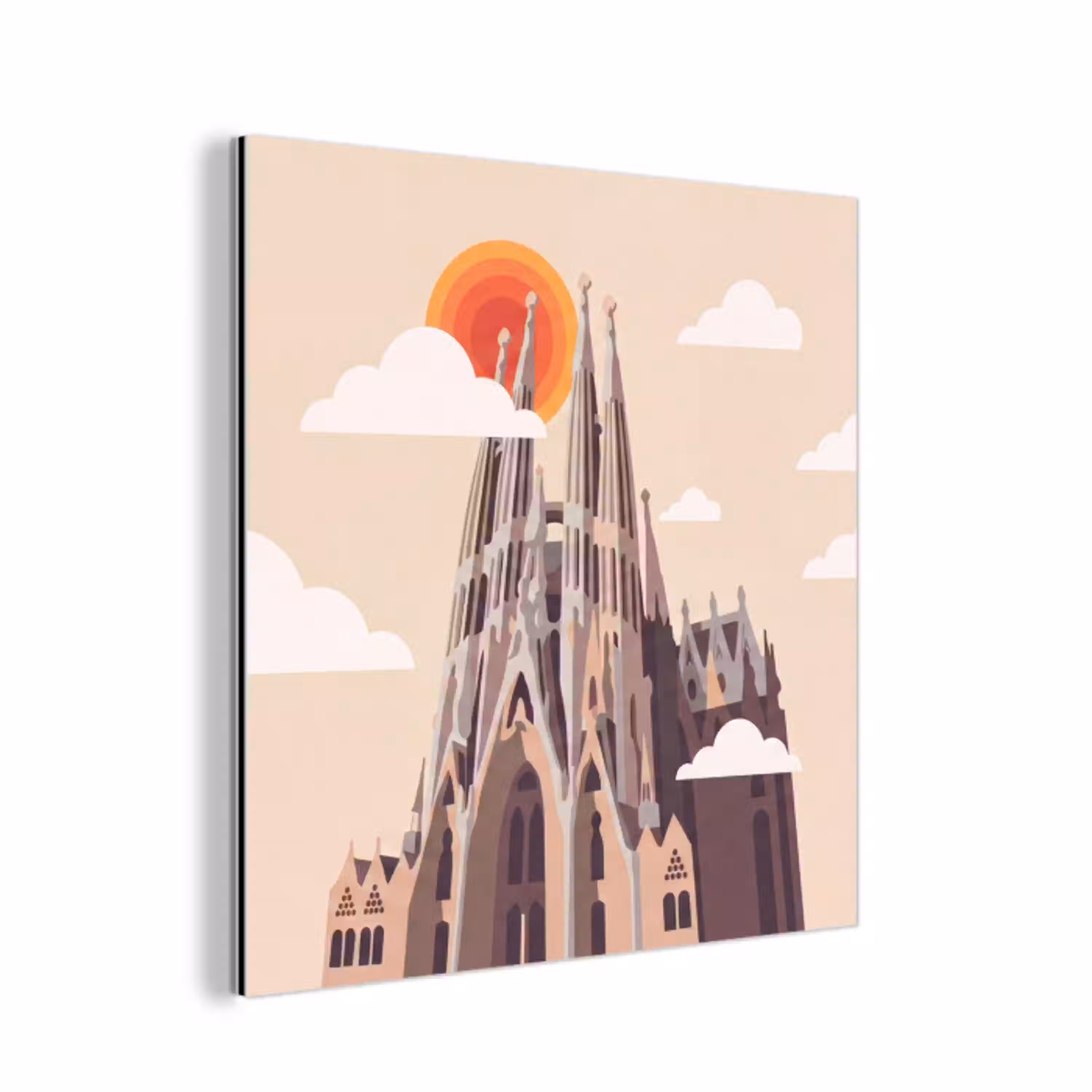 Gebouw - Torens - Architectuur - Abstract - Zonsondergang aluminium wit klein -3d