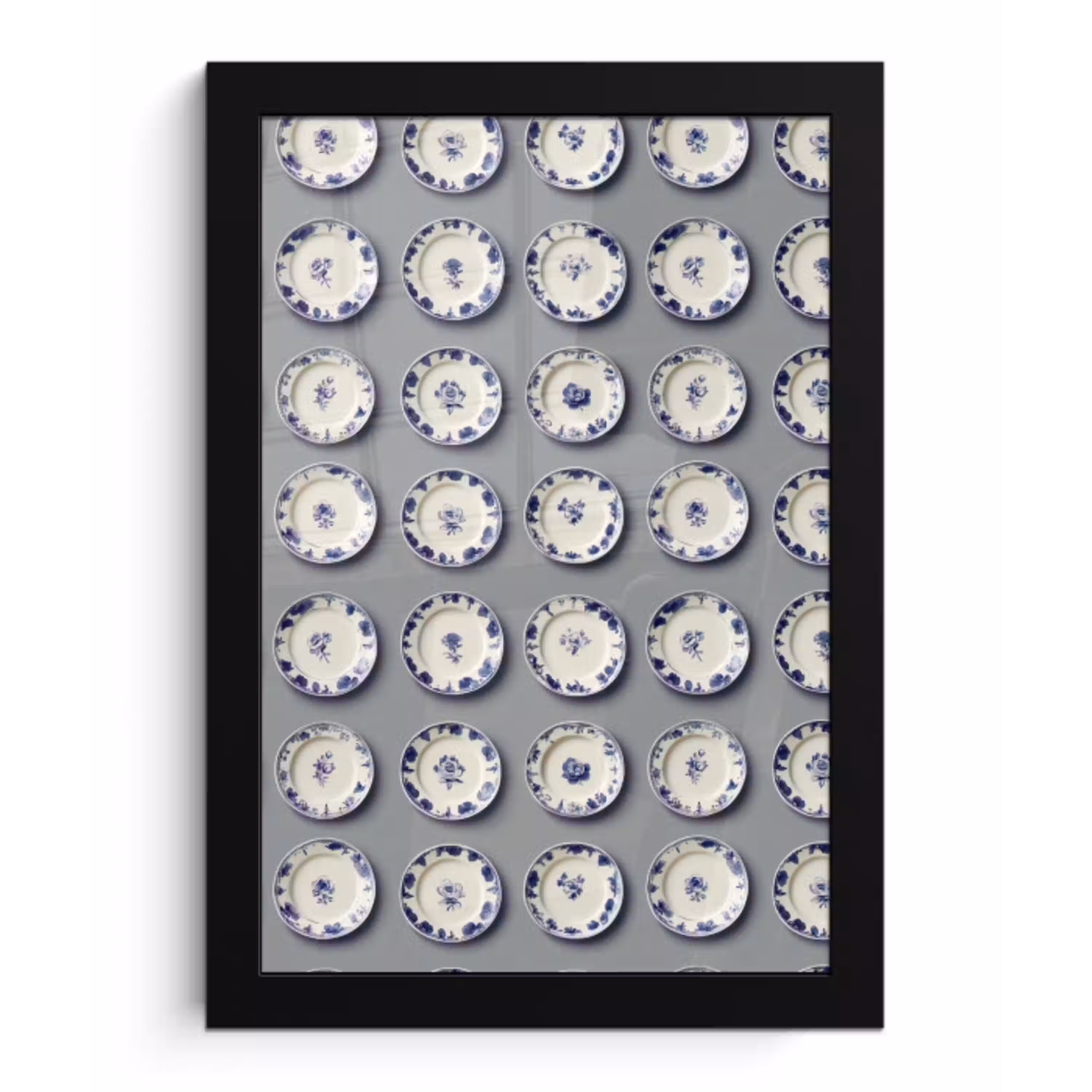 Borden - Bloemen - Blauw - Wit fotolijst zwart zonder passe partout klein 224 -3d