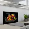 Fruit - Appel - Sinaasappel - Rode vruchten - Water keuken achterwand spatscherm klein -3d_schuin