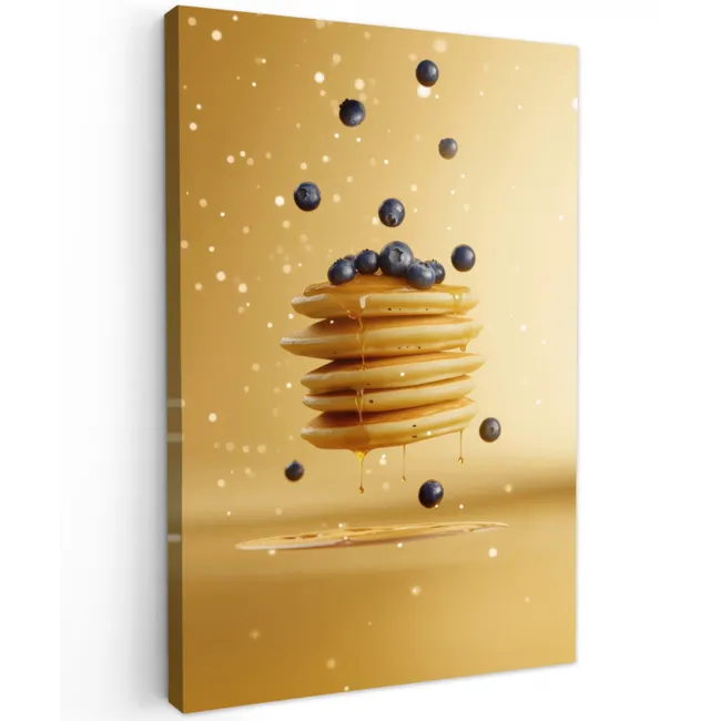 Pannenkoeken - Eten - Honing - Geel Tuinposter op houten frame 2 cm dik klein -3d