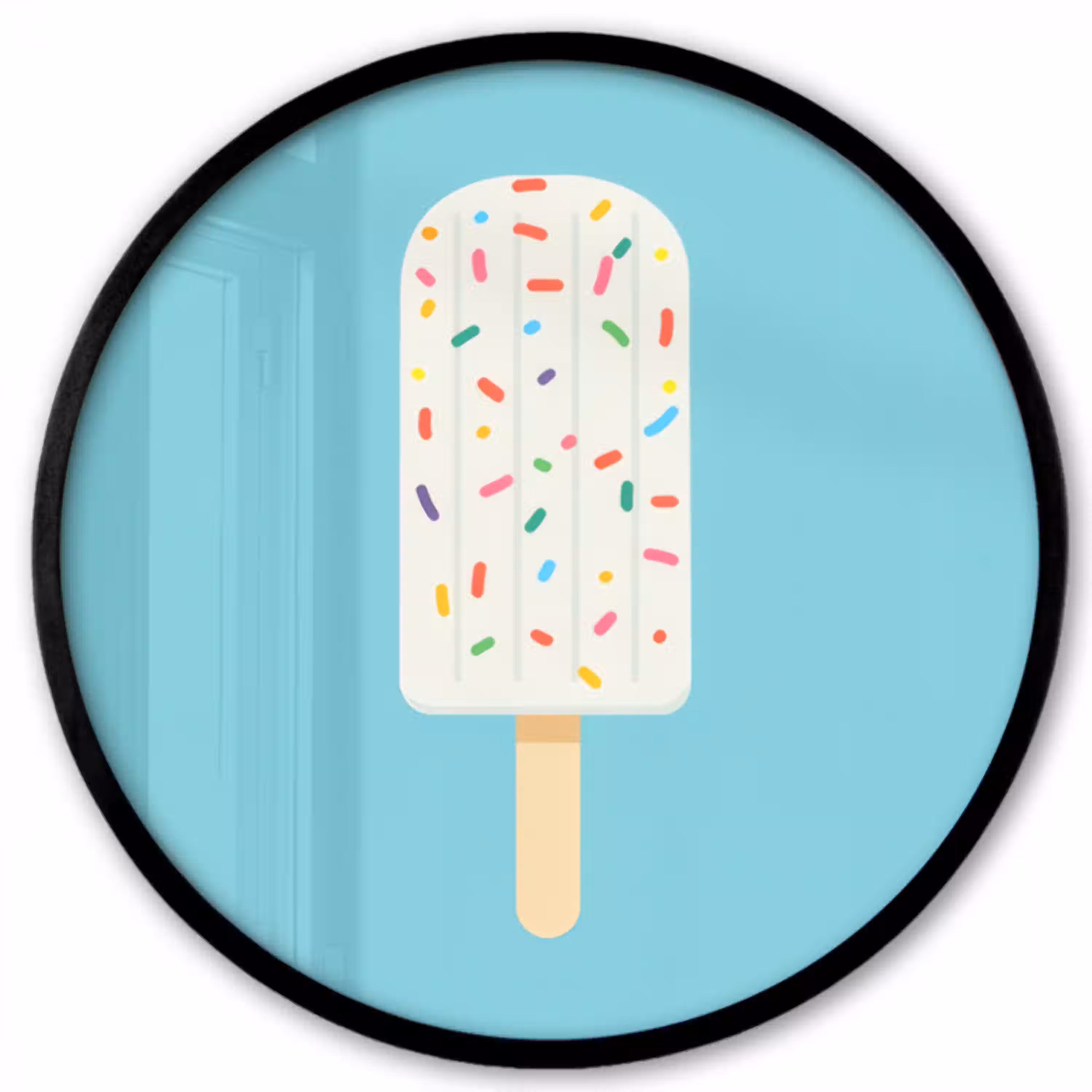 Ijsje - Stokje - Sprinkles - Lichtblauw Fotolijst rond zonder passe partout klein -3d
