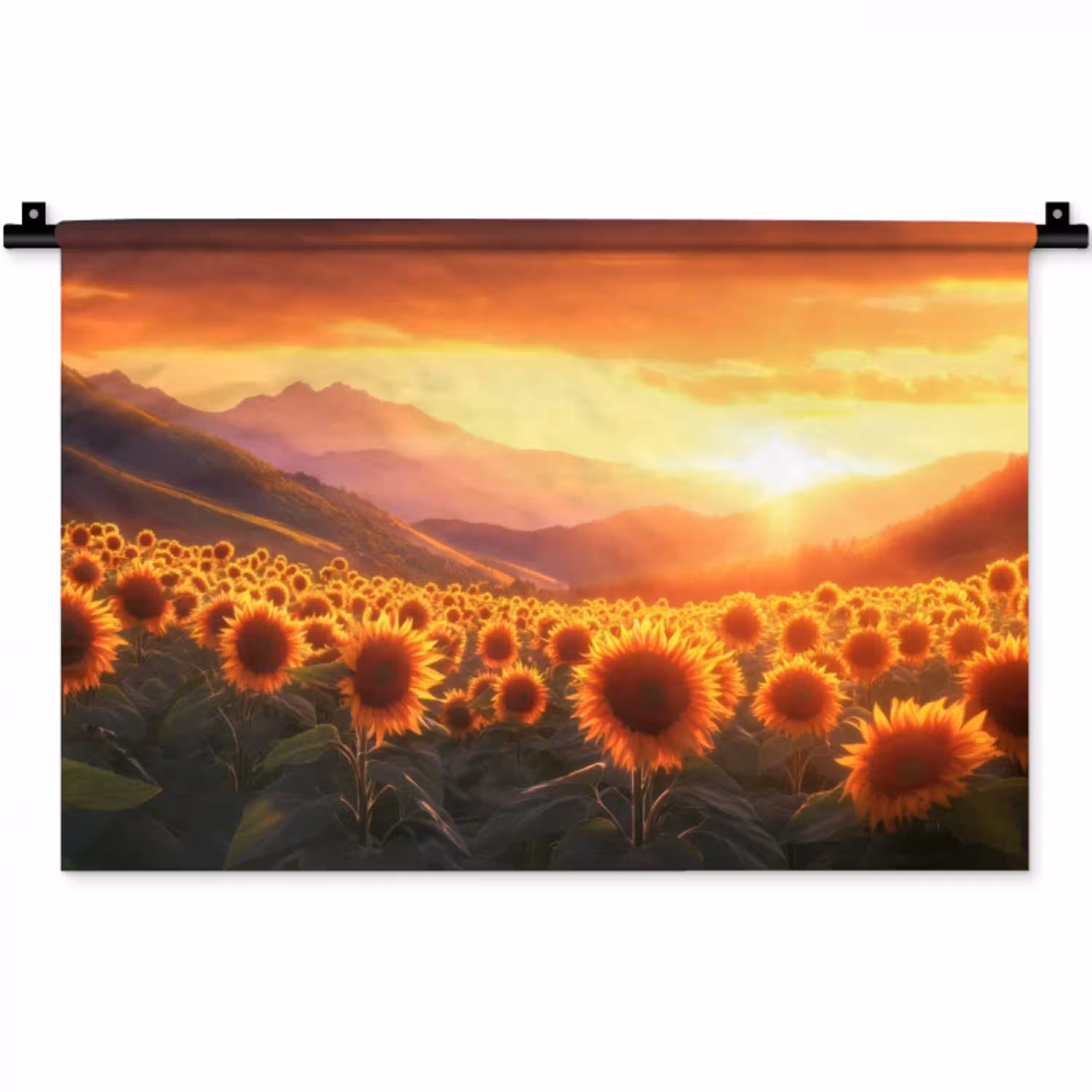 Zonnebloemen - Zonsondergang - Landschap Wandkleed katoen klein -zz3d