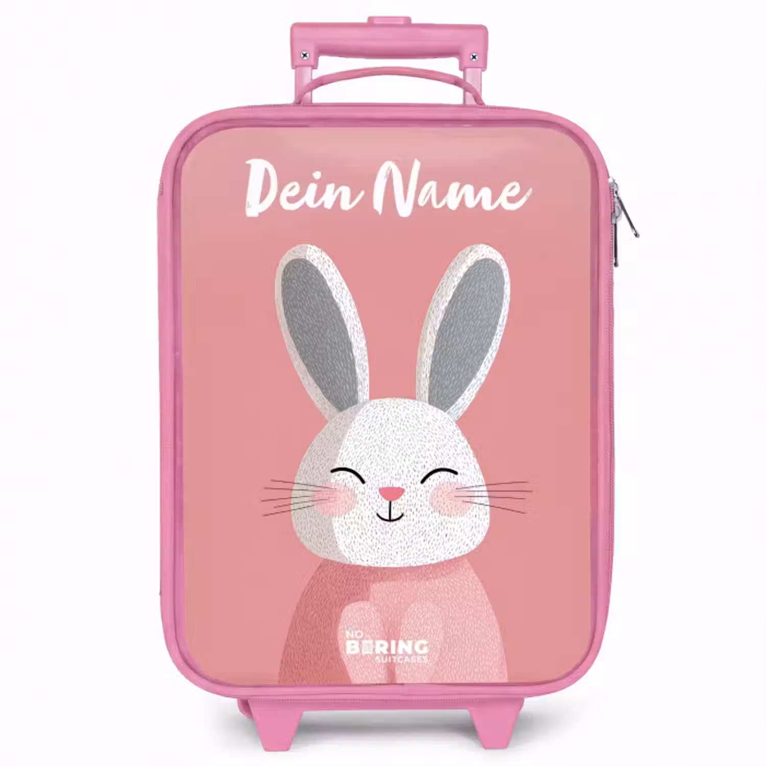 Kinderkoffer Rosa mit Name - Kaninchen - Erröten - Punkte - Rosa