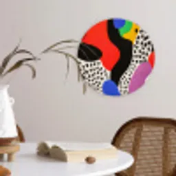 Abstract - Vormen - Kleuren - Stippen Wandcirkel plexiglas klein -sfeer4