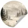 Bos - Herten - Winter - Sneeuw Wandcirkel behangsticker klein -3d