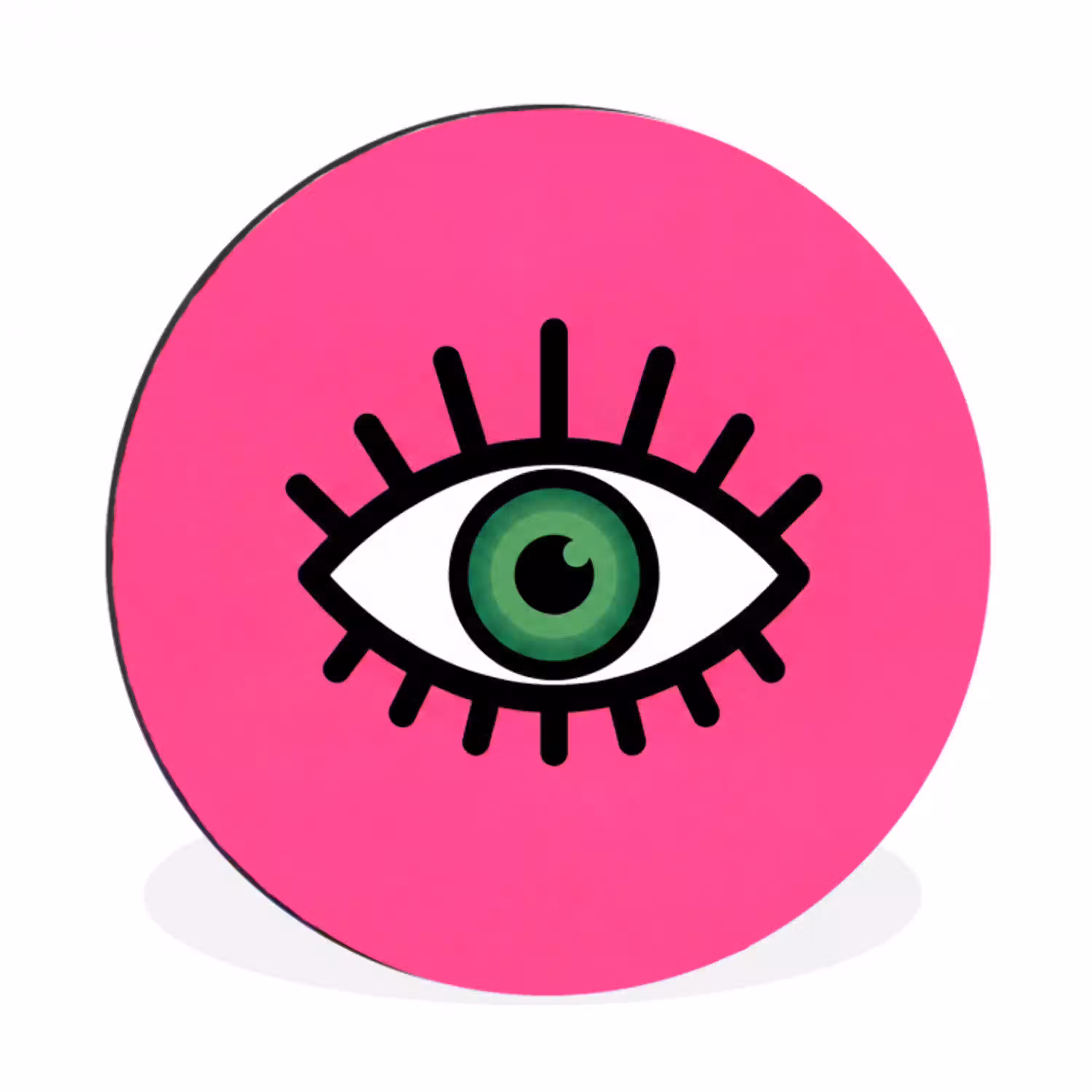Minimalistisch - Oog - Roze Wandcirkel aluminium klein -3d