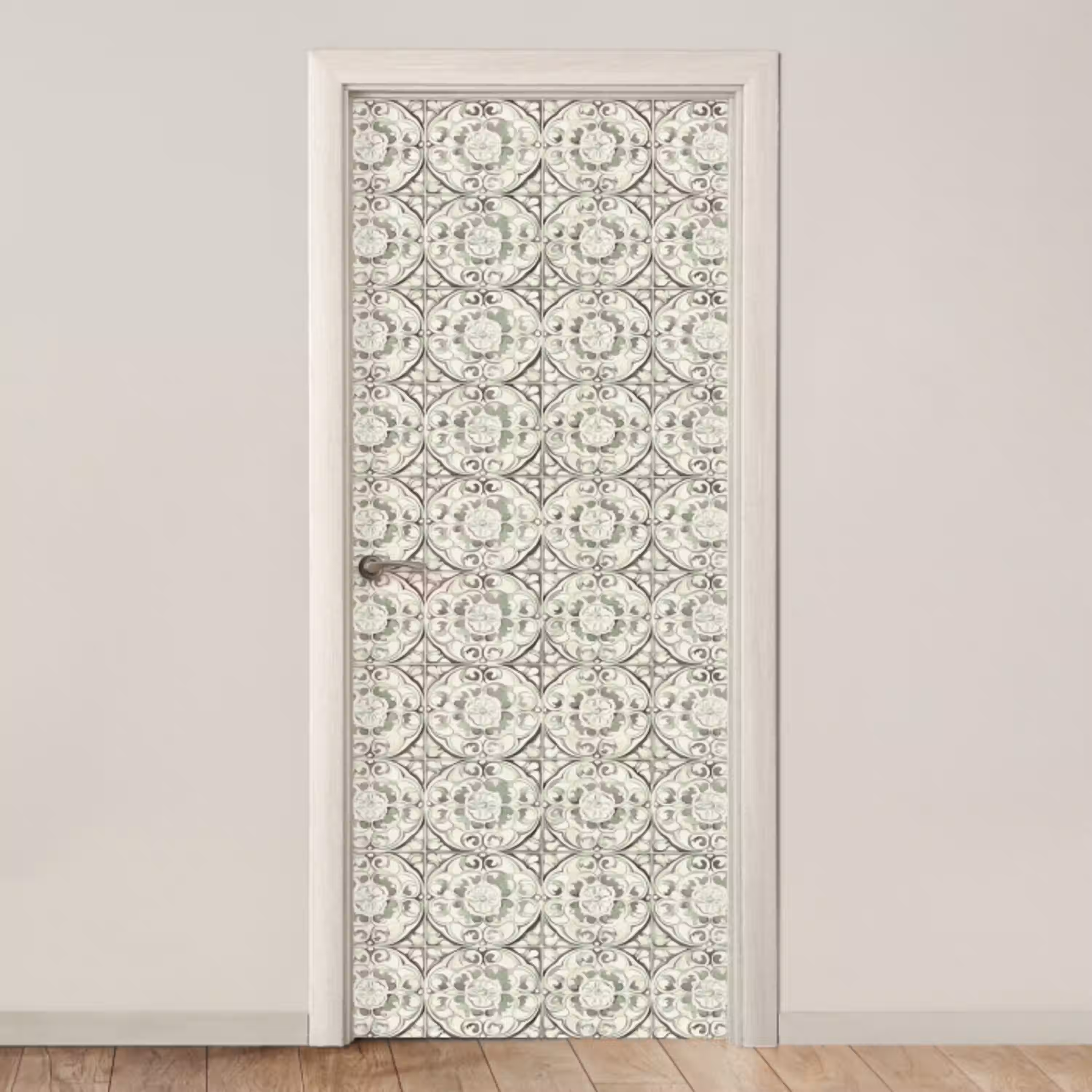 Krulornament - Tegel - Groen deurposter klein 289 -3d_beige