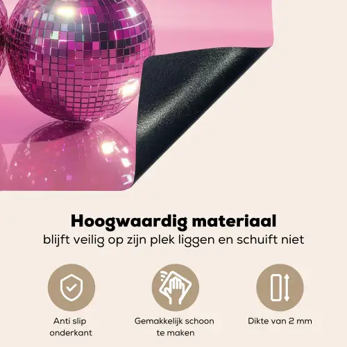 Glitter - Discobol - Roze - Kersen Inductie beschemer met haakjes klein -ky-onderkant-nl