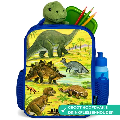 Dinosaurus in Dinosaurusland Kinderrugzak - Blauw middel -inhoud_NL