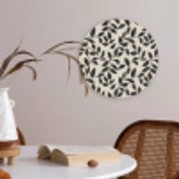 Elegant - Patroon - Zwart - Beige Akoestische PET Vilt - Rond klein 838 -sfeer3