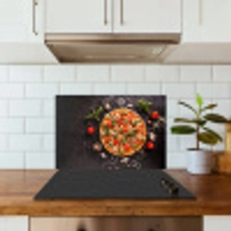 Pizza - Groente - Kruiden - Keuken - Industrieel keuken achterwand spatscherm klein -sfeer2