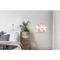 Kolibrie - Vliegen - Natuur - Illustratie - Kleurrijk textielposter latten blank klein -woonkamer