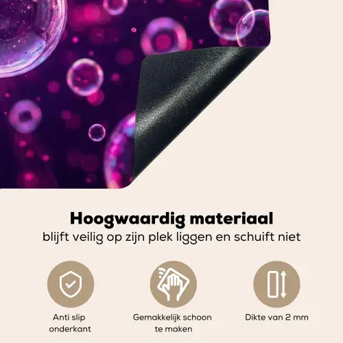 Paars - Bubbels - Schuim Inductie beschemer met haakjes klein -ky-onderkant-nl