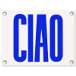 Ciao - Hoofdletters - Blauw - Minimalistisch tuinposter los doek klein -3d