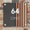Hout en antraciet - Modern Naambord Vierkant klein -sfeer2