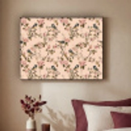 Bloesem - Koolmees - Roze Textielframe zwart klein 947 -sfeer1